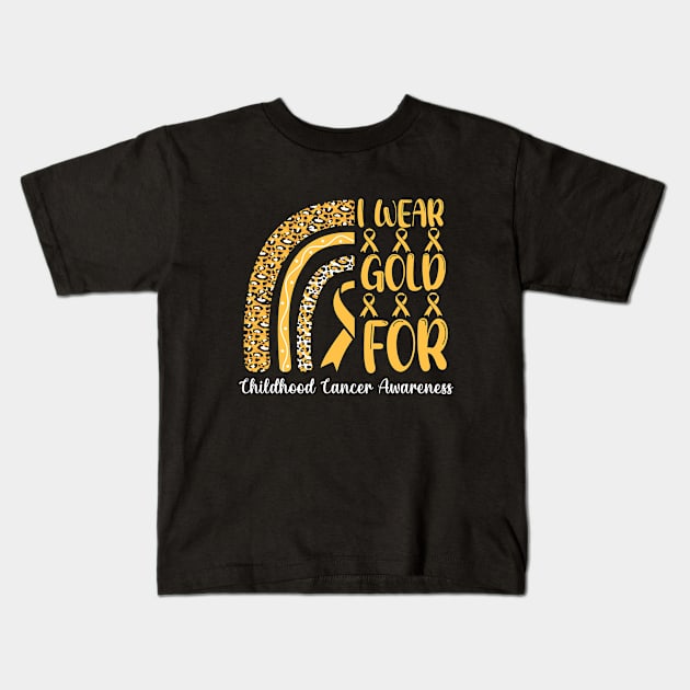 I Wear Gold For Childhood Cancer Awareness Shirt, Warrior , Cancer Support , Childhood Cancer , Gold Ribbon Kids T-Shirt by Abddox-99